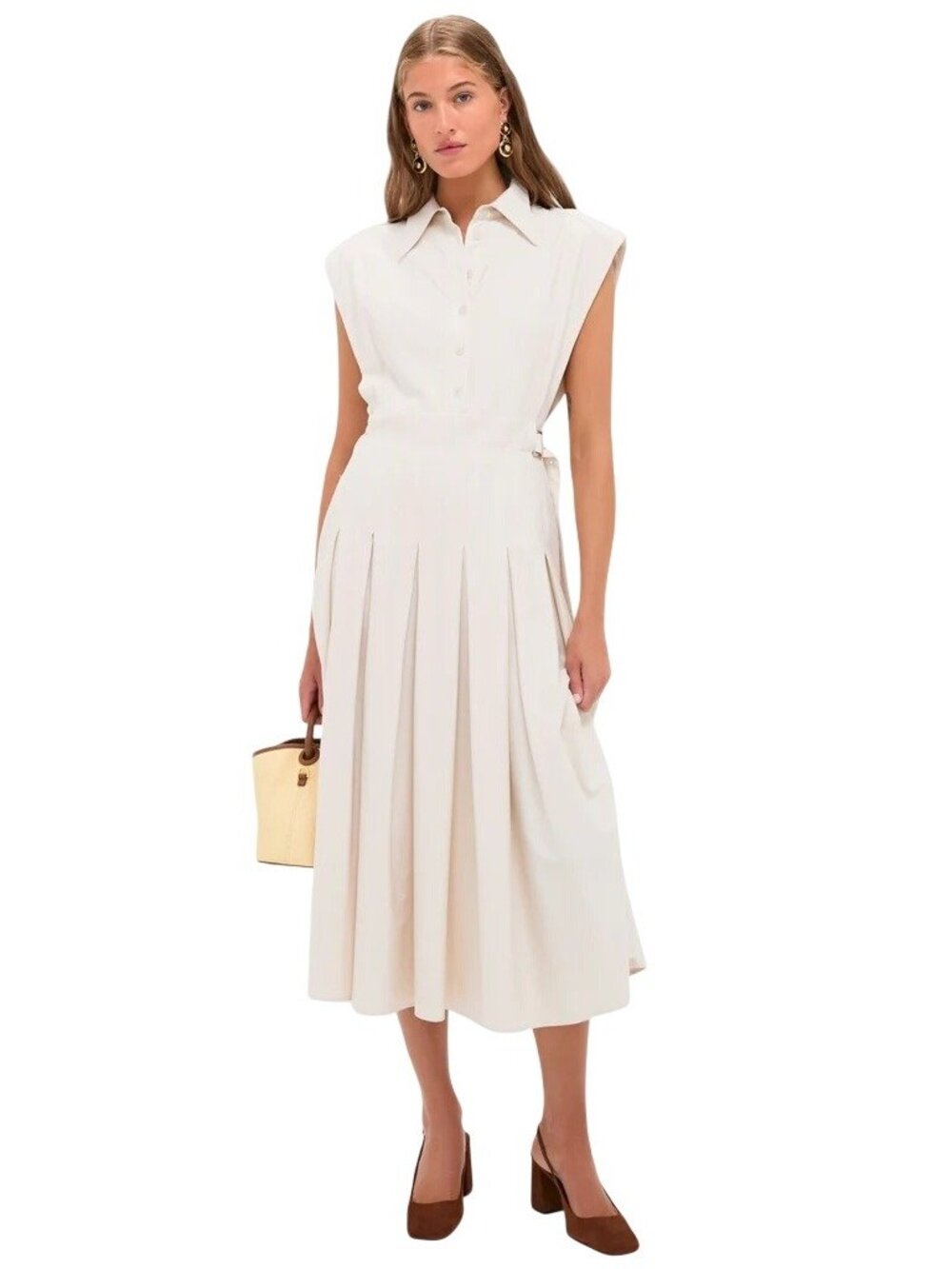 En Saison Quince Midi Shirt Dress in ecru Medium New Womens dresses